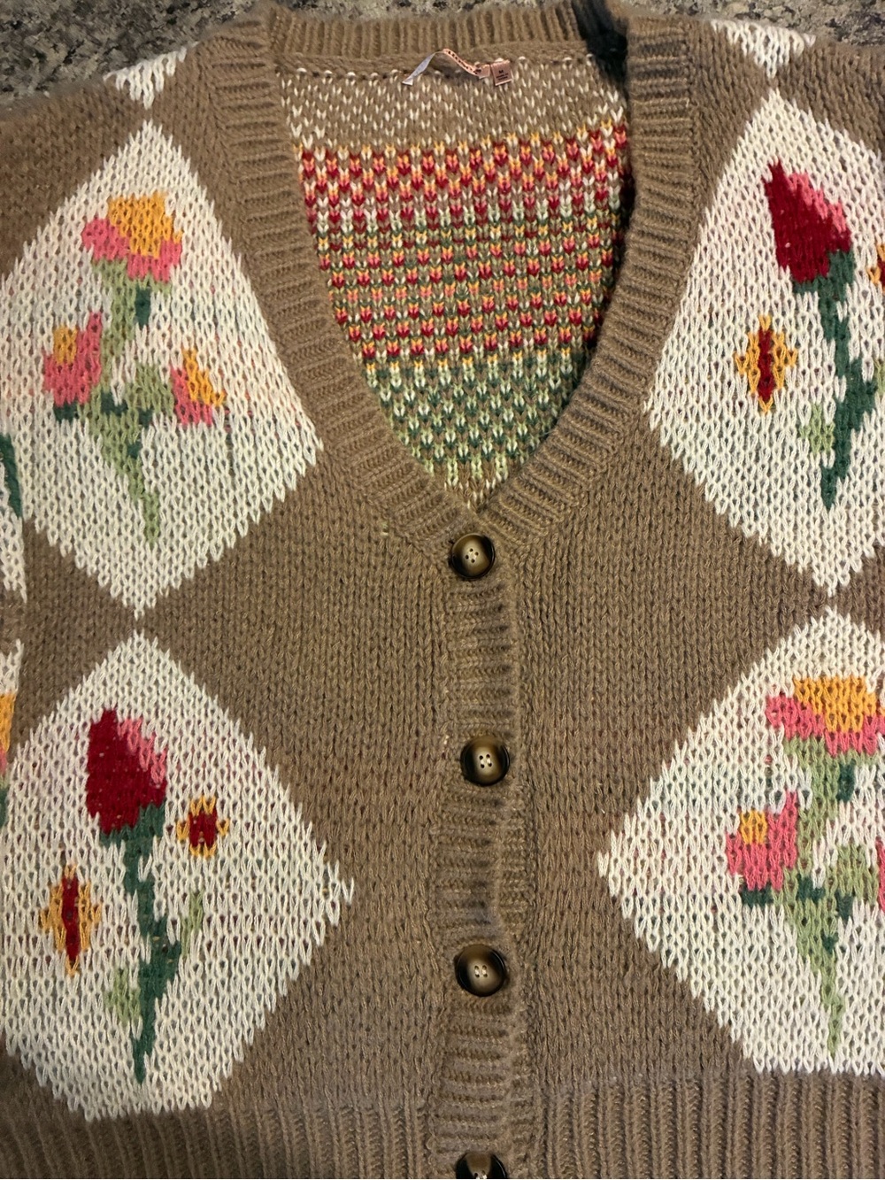 NWOT Bailey Rose Floral Patchwork Chunky Cardigan Sweater Size Medium - Picture 4 of 8